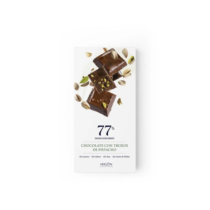 Chocolate 77% Cacao con Pistachos con AOVE