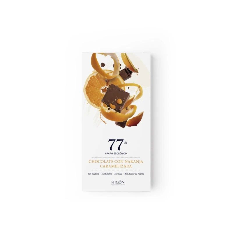 Chocolate 77% Cacao con Naranja Caramelizada y AOVE