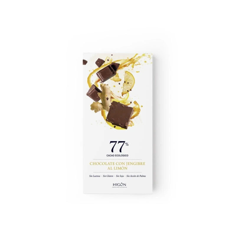 Chocolate 77% Cacao con Jengibre y Limón (con AOVE)