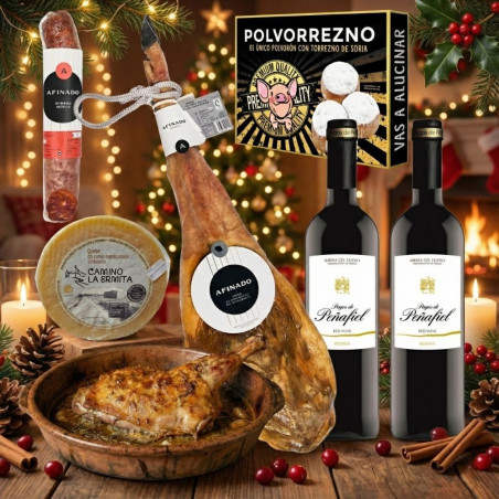 Pack Cesta Navidad Gourmet: Jamón, Lechazo, Vino Reserva y Queso