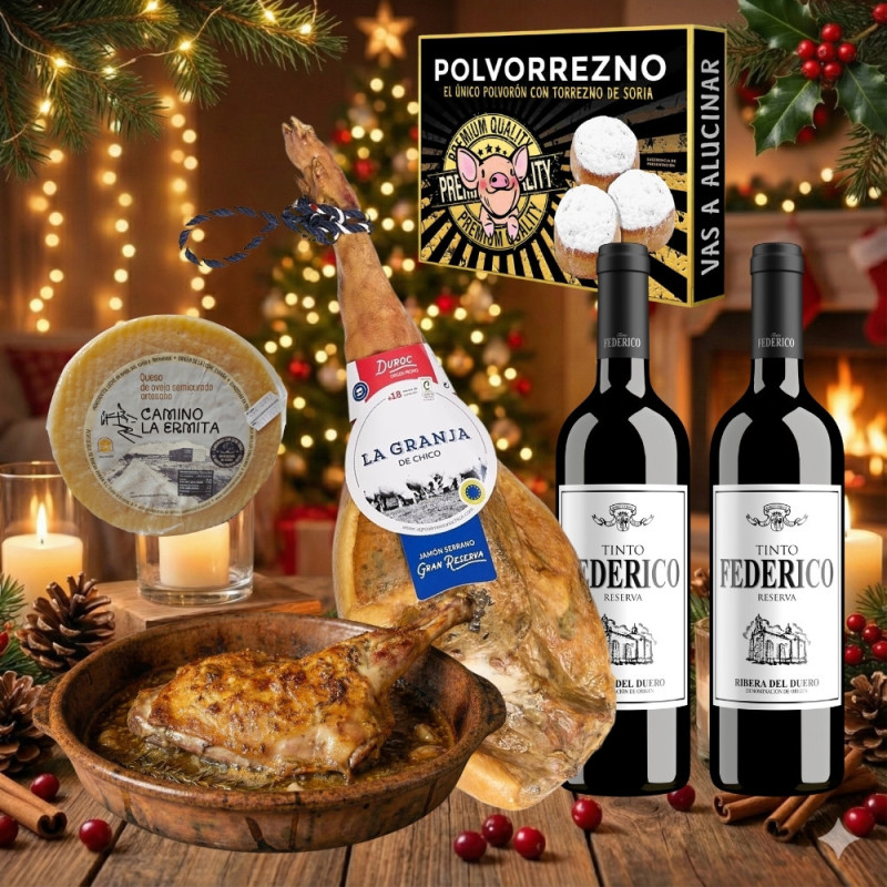 ack Esencial Castilla: Cesta Navidad con Lechazo y Paleta ack Esencial Castilla: Cesta Navidad con Lechazo y Paleta